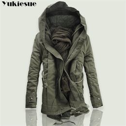 New Men Padded Parka Cotton Coat Winter Hooded Jacket Mens Fashion large size Coat Thick Warm Parkas Black army green 6XL 201218