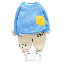 Clothing Sets New Baby Autumn Winter Clothes Kids Boys Thicken t Shirt Girls Pants 2pcs/sets Spring Children Infant Costume Toddler Tracksuit Y1107