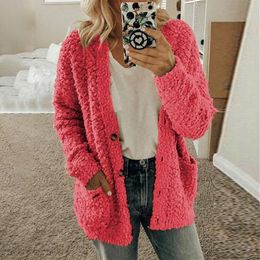 Long Sleeve Buttons Pocket Sweaters Women Autumn Winter New Women's Sweater Casual Cardigan Plus Size Coat Pull Femme Hiver 201111
