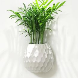 Creative White Ceramic Wall Vase Outdoor Hydroponics Plant Hanging Flower Pot Indoor Wall Planter Home Living Room Succulent Pot Y200709