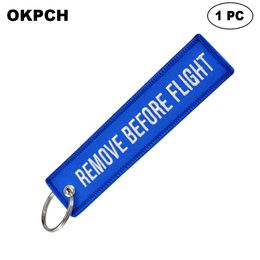 Key Fobs Chains Jewellery Red Embroidery Remove Before Flight Keyring Gift for Friends PK0102