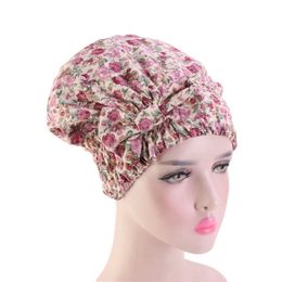 2021 new Casual Ladies' Home Hats Headwear Loose Nightcaps Multicolor Floral Print Sleeping Caps Fresh Sweet Bow Decoration