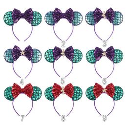 Sequin Bow Headband Mermaid Bowknot Hairband Children Bow Glitter Hair Band Kids Fashion Colourful Hair Ring Girls Hair Accessories