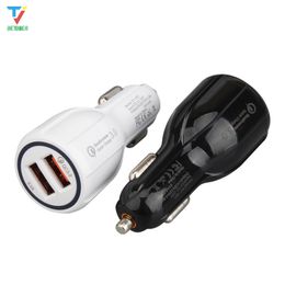 Quick Charge 3.0 Car Charger For Mobile Phone Dual Usb Car Charger Qualcomm Qc 3.0 Fast Charging Adapter Mini Usb Car Charger 50pcs