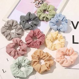 Women Girls Scrunchies Plaid Striped Hair Tie Elastic Rubber Headband Girls Hair Bands Headwear Scrunchie Hair Accessories 10 Colours