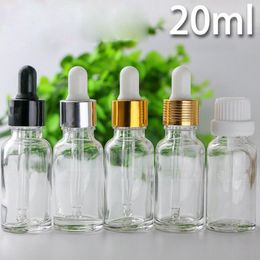 20ml Glass Liquid Bottles With Eye Pipette Empty Clear Aromatherapy Essential Oils Bottle Containers With Gold Black Silver Caps