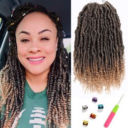 14 INCH Bomb Twist Crochet Hair Spring Twist Braiding Passion Twist Crochet 24strands/Pcs Synthetic Hair Extension Fluffy Twisted Dreadlocks Hair LS02