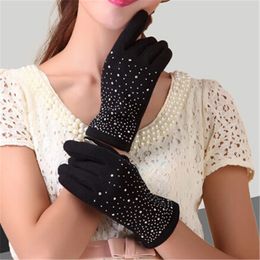 Wholesale- Autumn Winter Fashion Ladies Cashmere Female Fur Wool Mitten Sweet Elegant All Match Women Grey Gloves