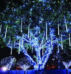 New Year 30/50/80cm Outdoor Meteor Shower Rain 8 Tubes LED String Lights Waterproof For Tree Christmas Wedding Party Decoration Y200903