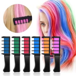 Portable Temporary Hair Chalk Color Comb 6 color/set Cosplay Washable Hair Color Comb for Party Makeup