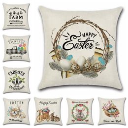 Easter Day Pillow Case Cartoon Rabbit Decorative Pillow Cushion Covers Linen Square Throw Pillow Cases Home Sofa Bed Car Decor 80pcs YG1017