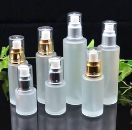 20ml 30ml 40ml 50ml Frosted Glass Bottle Lotion Mist Spray Pump Bottles Cosmetics Sample Storage Containers Jars Pot Party Favor GGA3832-3