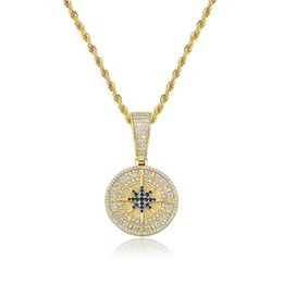 Pendant Necklaces Hip Hop + Cubic Zirconia Paved Bling Iced Out Compass Pendants Necklace For Men Rapper Jewellery Gifts Drop