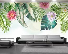 3d Wallpapers Nordic European Large Plant Leaf Flower 3D Wallpaper Interior Decorative Silk 3d Mural Wallpaper