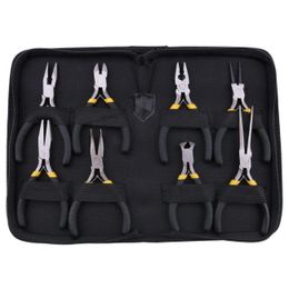 HLZS-8PCs Mini Pliers Set, Long Nose with Teeth, Flat Jaw, Round Curve Needle Diagonal Nose Wire End Cutting Cutter Linesman P Y200321