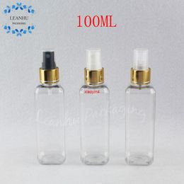 100ML Transparent Square Plastic Bottle , 100CC Makeup Water / Toner Packaging Empty Cosmetic Container ( 50 PC/Lot )good package