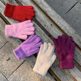 New Winter Gloves Women's Cute Plush Warm Outdoor Rding Skiing Gloves Full Fingers Girl Thick Soft Students winter