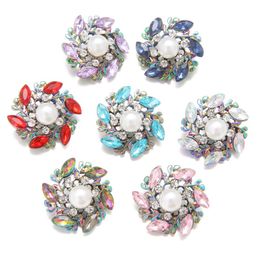 Noosa Plating Dazzling Oval Crystal flower Snap Buttons Clasp Components fit DIY 18mm snaps button bracelet Necklace ACC ingredients supplier Jewellery