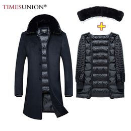 Long Style Mens Wool Winter Coats Jacke Thick Overcoats Topcoat Mens Single Breasted Coats And Jackets With Adjustable Vest LJ201110