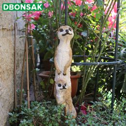-Jardín al aire libre resina mangostos artesanía estatuas decoración casa patio balcón lindo gato animal esculturas decoración parque adornos T200117