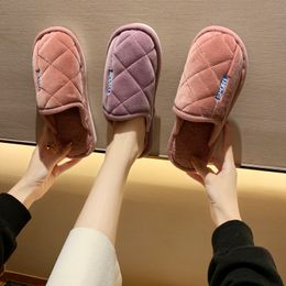 Cover Toe Shoes Ladies' Slippers Flock Slipers Women Winter Footwear Low 2020 Soft Flat Casual Short Plush Concise Slides Rome X1020