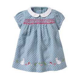 Little maven Dress 2020 Summer Baby Girls Dress Rabbit Applique Children Clothes Brand Dress Kids Cotton Short Sleeve Dresses LJ200923