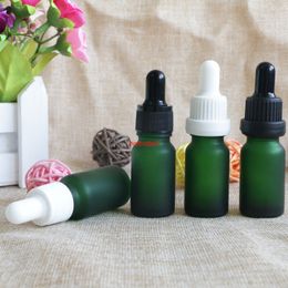 10ml Green Glass Dropper Bottle Refillable Tea Tree Oil Essential Aromatherapy Perfume Container Liquid Pipette 150pcspls order