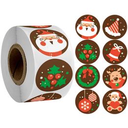 1 Roll Merry Christmas Stickers Christmas Tree Elk Candy Bag Sealing Sticker Christmas Gifts Box Labels Decorations New Year