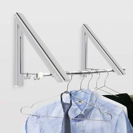 Folding Clothes Hanger Wall Mounted Retractable Drying Rack Laundry Room Closet Storage & Organisation Aluminium Hanger1