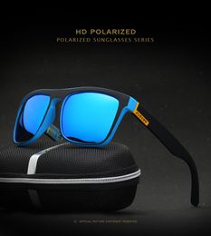 High Quality Polarized Sunglasses Men Driver Shades Male Vintage Sun Glasses For Men Square Black Frame Blue Mirror Lenses Summer UV400