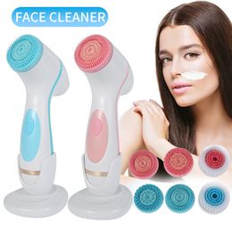 -3 em 1 escova de limpeza facial elétrica de limpeza de silicone escova de face escova profunda limpeza de pele de limpeza de massager limpador escova 201204