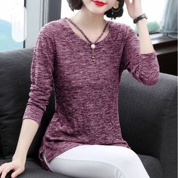 Women Spring Summer Style T-Shirts Tops Lady Casual Long Sleeve O-Neck Gray Tees Shirts DF3026 201028