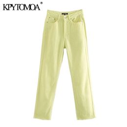 KPYTOMOA Women Chic Fashion High Waist Straight-Leg Jeans Pants Vintage Buttons Fly Pockets Female Ankle Trousers Mujer 201029