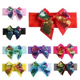 2020 Sequin Bowknot Baby Headband Elastic Newborn Hairband Bow Girls Turbans Infant Headwear Fashion Kids Hair Accessories 9 Colours