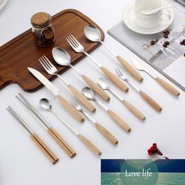 Japanese Seasoning Spoon Wooden Gift Tableware Wooden Handle Stainless Steel Tableware Fruit Fork Spoon Steak Knife