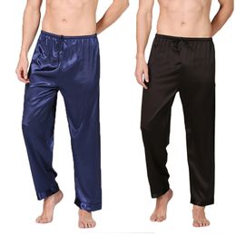 Mens Sleep Bottoms Pants Silk Satin Pajamas Lounge Pants Pyjamas Plus Size 201023
