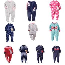 newborn baby clothes cartoon new born boy girl jumpsuit long sleeve footies fleece 2020 zipper unisex 0-12 month winter costume LJ201023