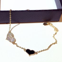 Lovely cute Diamond zirconia heart charms new fashion ins luxury designer link chain bracelet for woman girls sparkling
