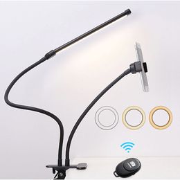 LED Selfie Light With Phone Holder Bluetooth Remote Control For Live Stream Photography Fill Lamp Desk Long Arm Clip Bracket