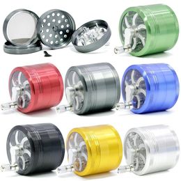 Aluminium Alloy Dry Herb Grinders With Handle 63mm Diameter Tobacco Crusher 4 Layers Grinder Dab Tools Smoking Accessories Custom