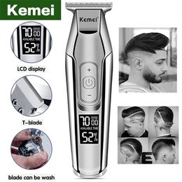 Kemei Professional Electric Hair Clippers Trimmer for men LCD Display hair cutting machine clipper shaver Beard Trimmers 220121