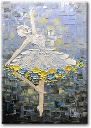 Hand-painted Contemporary Wall Art Ballet Dancers Oil Paintings for Studio,Dancing Room,Abstract Canvas Artwork Thick Textured, Unframed