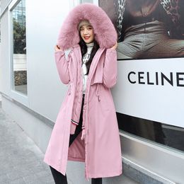 Nice And Fashion Warm Cotton Liner Parker Parka New Casual Winter Jacket Women Long Hooded Parka Fur Collar Coat Female