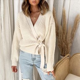 Women's Sweater Jumper Autumn and Winter Fashion Casual V-neck Strap Knit Sweater Pullover Short Sweater for women clothes 201030