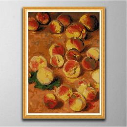 Oil painting peaches Handmade Cross Stitch Craft Tools Embroidery Needlework sets counted print on canvas DMC 14CT /11CT