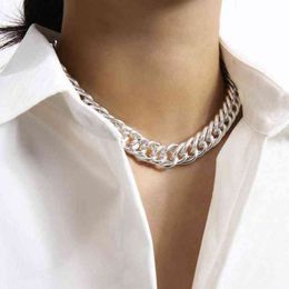 Punk Hip Hop Curb Cuban Thick Short Choker Necklace Men Simple Minimalist Chunky Collar Necklace Women Jewelry Party G220310
