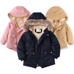 Winter Fleece Jackets For Boys Trench Children's Hooded Warm Kids Boy Outerwear Windbreaker Baby Kids Jacket for girls Coats 201126