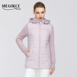 MIEGOFCE 2020 New Spring Women Collection Jacket Windproof Double-Material Zipper Jacket Shortthwith Resistant Collar LJ201017