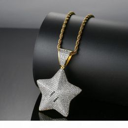Bling bling Hip Hop Pentagram Pendant Copper Micro pave with CZ stones Necklace Jewelry for men and women CN014