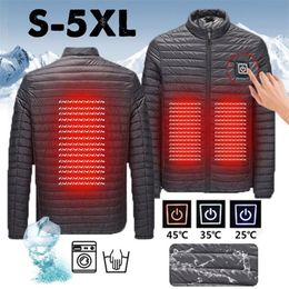 Winter Men Jacket Heated Smart USB Coat Abdominal Back Electric Heating Heating Zipper Outdoor Tops Hiking Cold Protection#F 201201